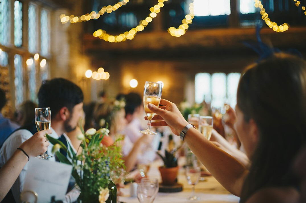 Elegant evening party with guests celebrating
