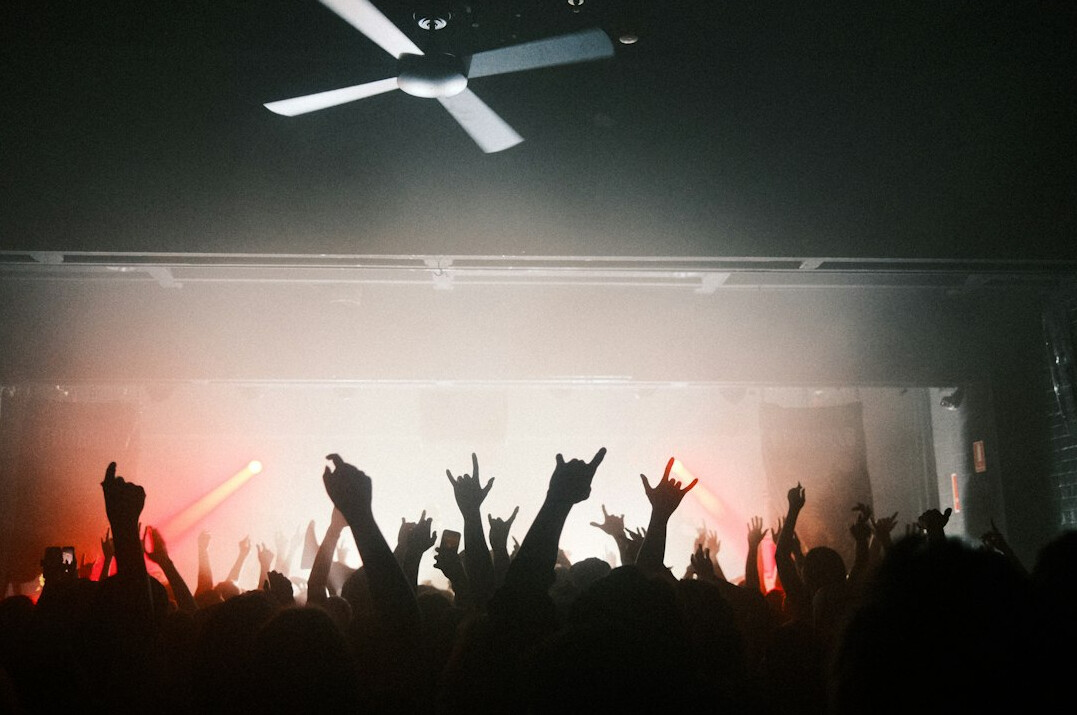 Concert crowd with stage lights
